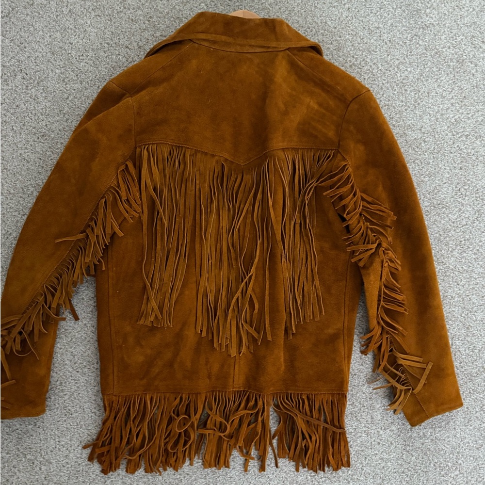 Vintage Tan Fringe 100% Suede Jacket - Picture 7 of 7
